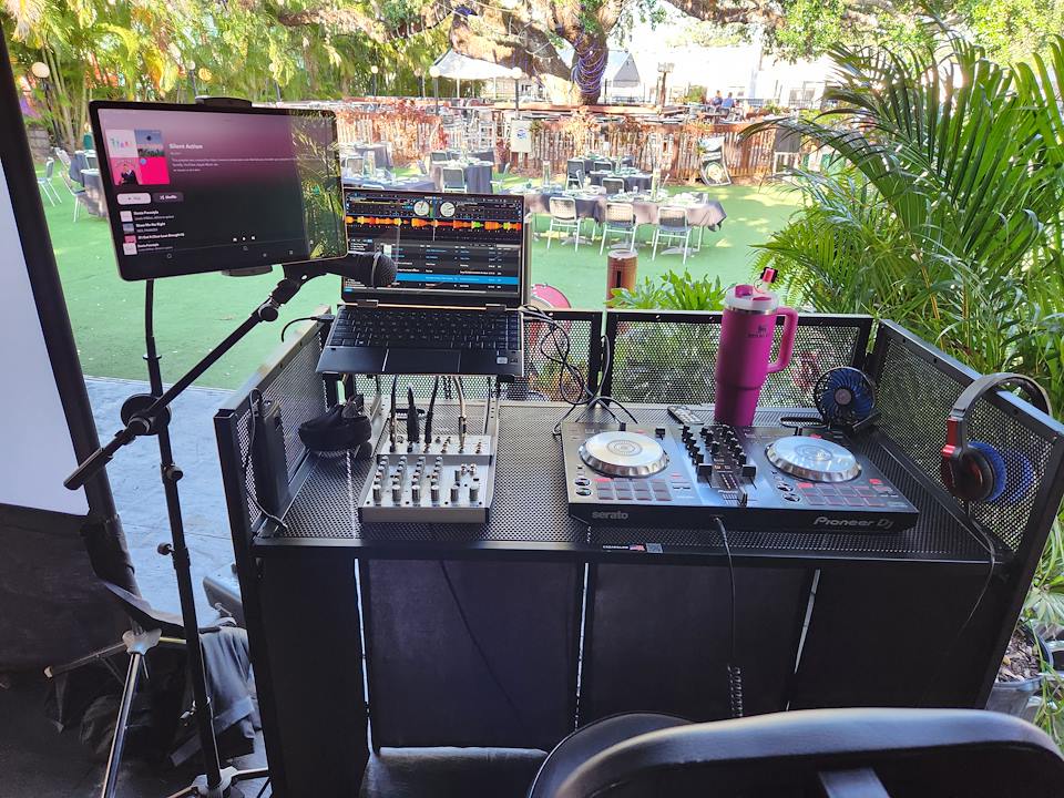 DJ Maina B equipment set up at an outdoor event